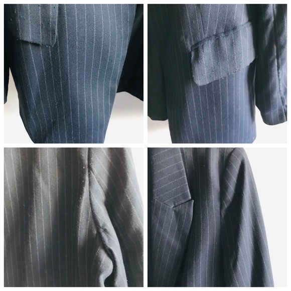 🍂H&M Navy Blue Pinstripe Wool Blazer Coat Jacket - Picture 8 of 8